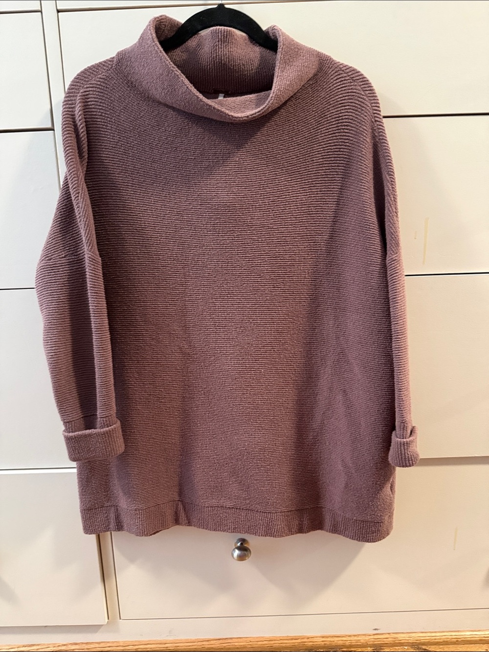 Free People Cozy Roll-Neck Sweater Tunic in Mauve